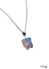 Natural Cut Amethyst Silver Edge Healing Boho Necklace